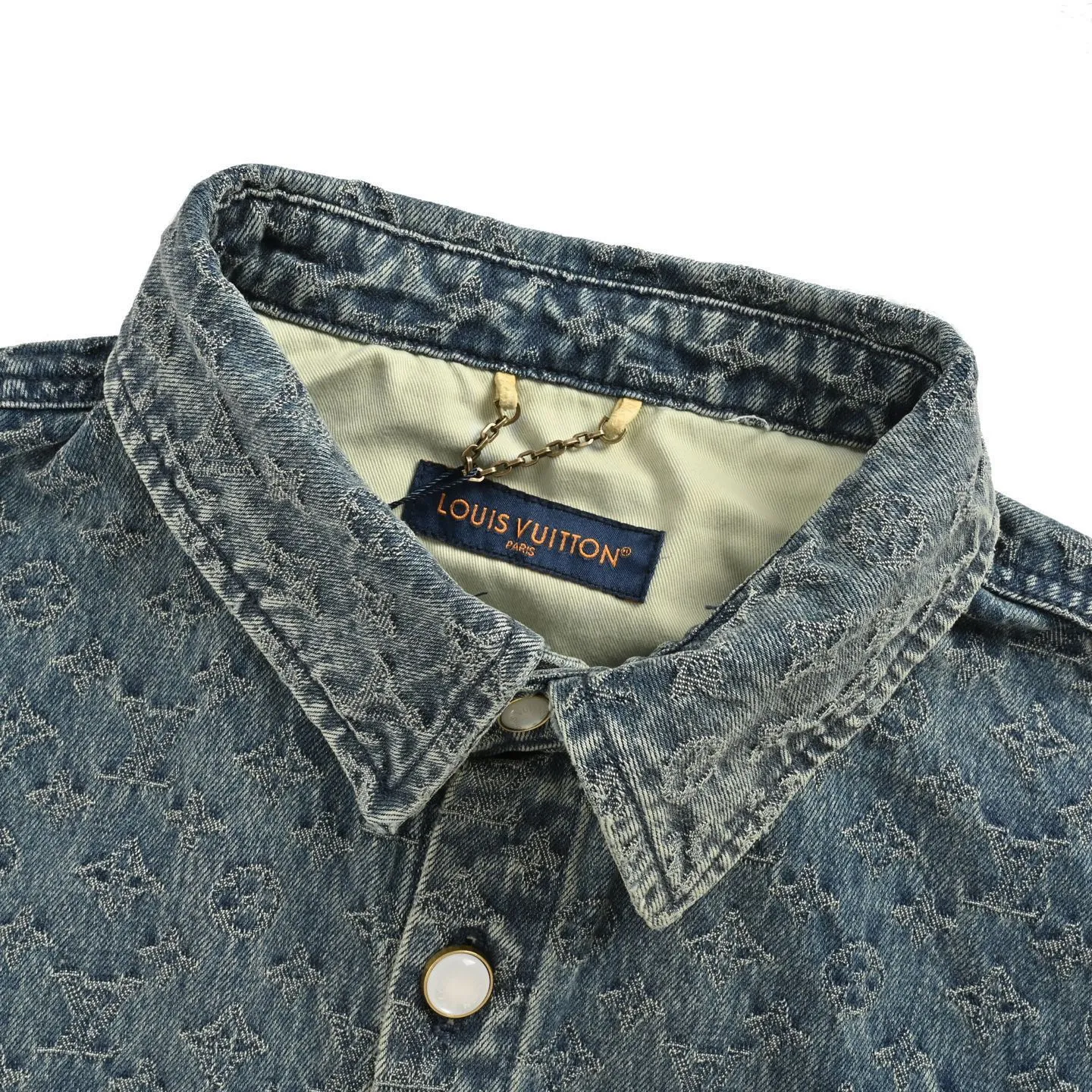 Louis Vuitton/Louis Vuitton 25ss all-over old flower jacquard suit denim short-sleeved shirt